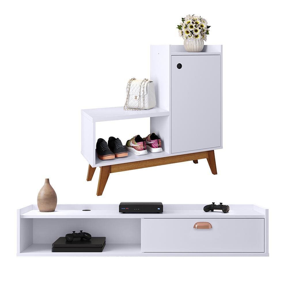 Kit Decoração Casa Completa Sapateira Shoes Vertical Prateleira Interna Rack Suspenso Home Decor Puxador Concha - RPM Móveis