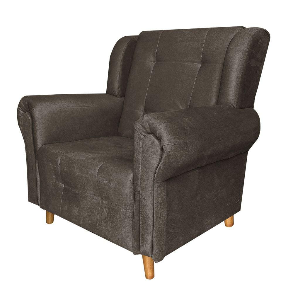 Poltrona Decorativa Bruna Suede Marrom