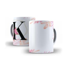 Caneca Personalizada Presente Floral Letra K