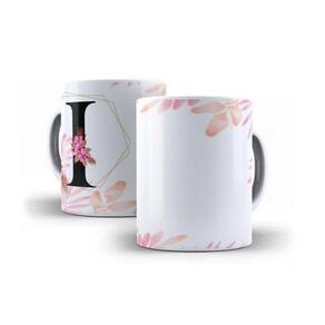 Caneca Personalizada Presente Floral Letra I