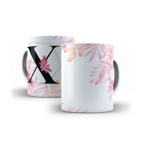 Caneca Personalizada Presente Floral Letra X
