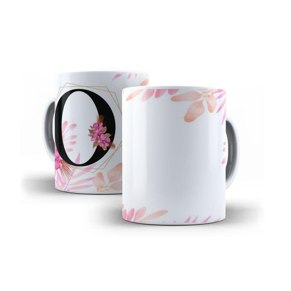 Caneca Personalizada Presente Floral Letra O
