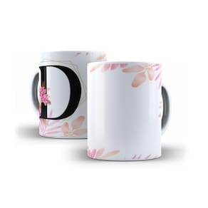 Caneca Personalizada Presente Floral Letra D