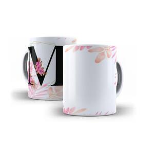 Caneca Personalizada Presente Floral Letra M