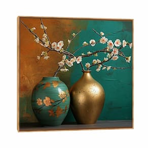 Quadro Canvas Vaso Japonês I 30x30cm Madeira Clara