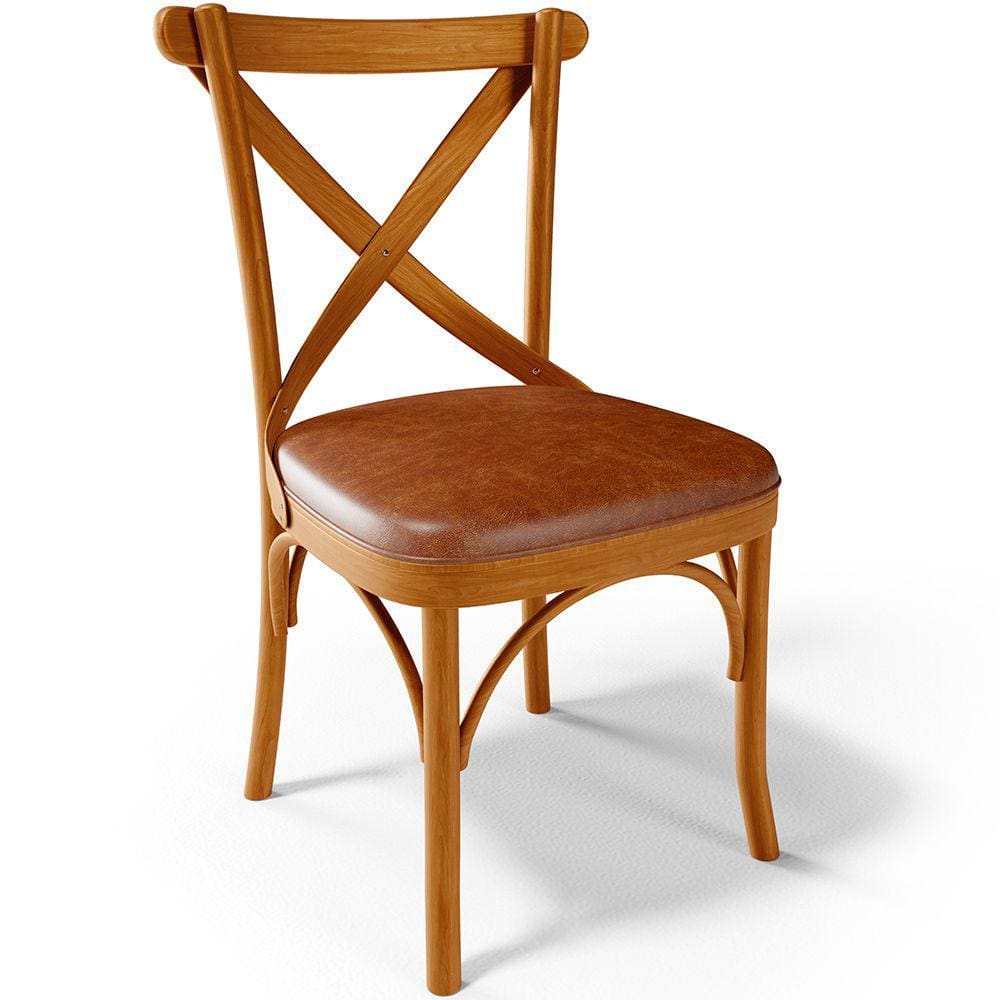 Cadeira Para Sala de Jantar e Estar Living Estofada Ávila L02 Couríssimo Camel - Lyam