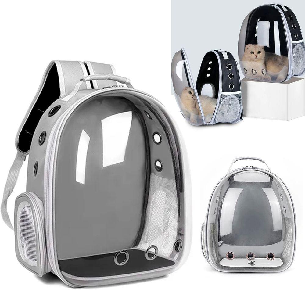 Mochila Transporte Transparente Gato Coelho Cachorro Pet Viagem Passeio Alça Regulavel Furos Ventilaçao Bolsos