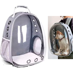 Mochila Transporte Gato Cachorro Coelho Alça Ajustavel Regulavel Furos Ventilaçao Bolsos Suporte Visao Panoramica