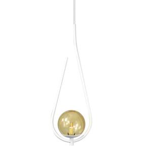 Pendente Lustre On Drop Branco Globo De Vidro âmbar