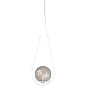 Pendente Lustre On Drop Branco Globo De Vidro Fumê