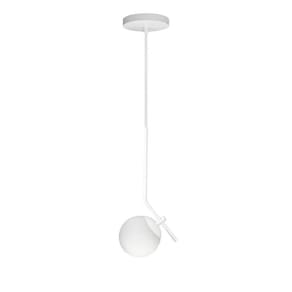 Lustre Pendente On Ly - Branco Com Globo De Vidro Branco