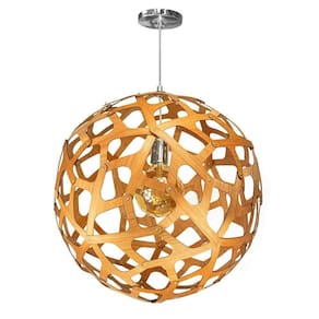 Lustre Pendente Jaci - Extra Grande 50x50cm - 100% Madeira