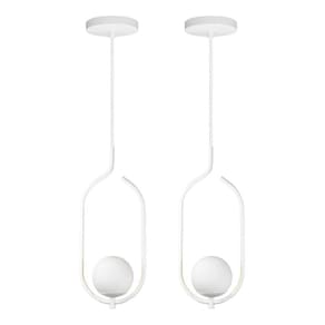Kit 2 Pendentes Lustres On Clip Branco Globo De Vidro Branco