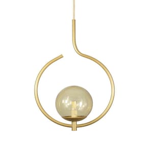 Kit 2 Pendentes On Loop Dourado Com Globo De Vidro Ambar