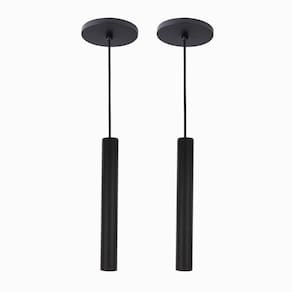 Kit 2 Pendente Tubo Palito Moderno 30cm - Preto