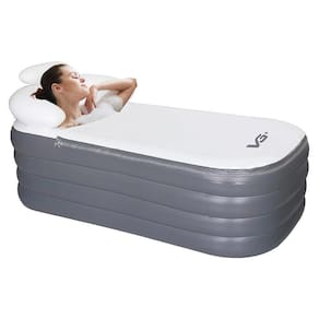 Banheira Ofurô Inflável Dobrável 120L Bomba Bivolt Vg+ Cinza