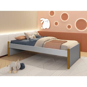 Cama Evolutiva 2 em 1 Ravi com Pés em Madeira - Cinza Fosco