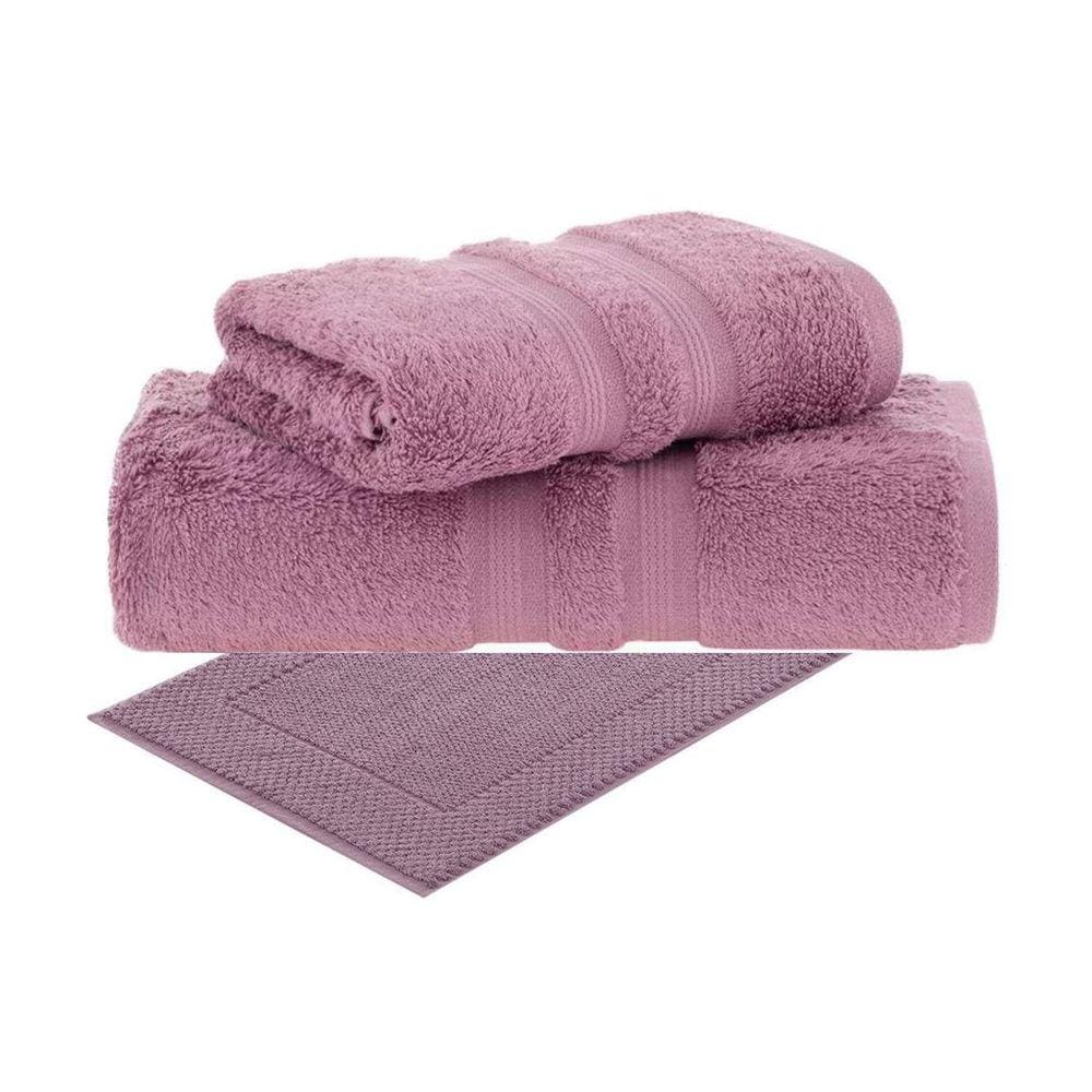 Kit Toalha Banho + Rosto + Piso Algodão Egípcio 3 Pçs