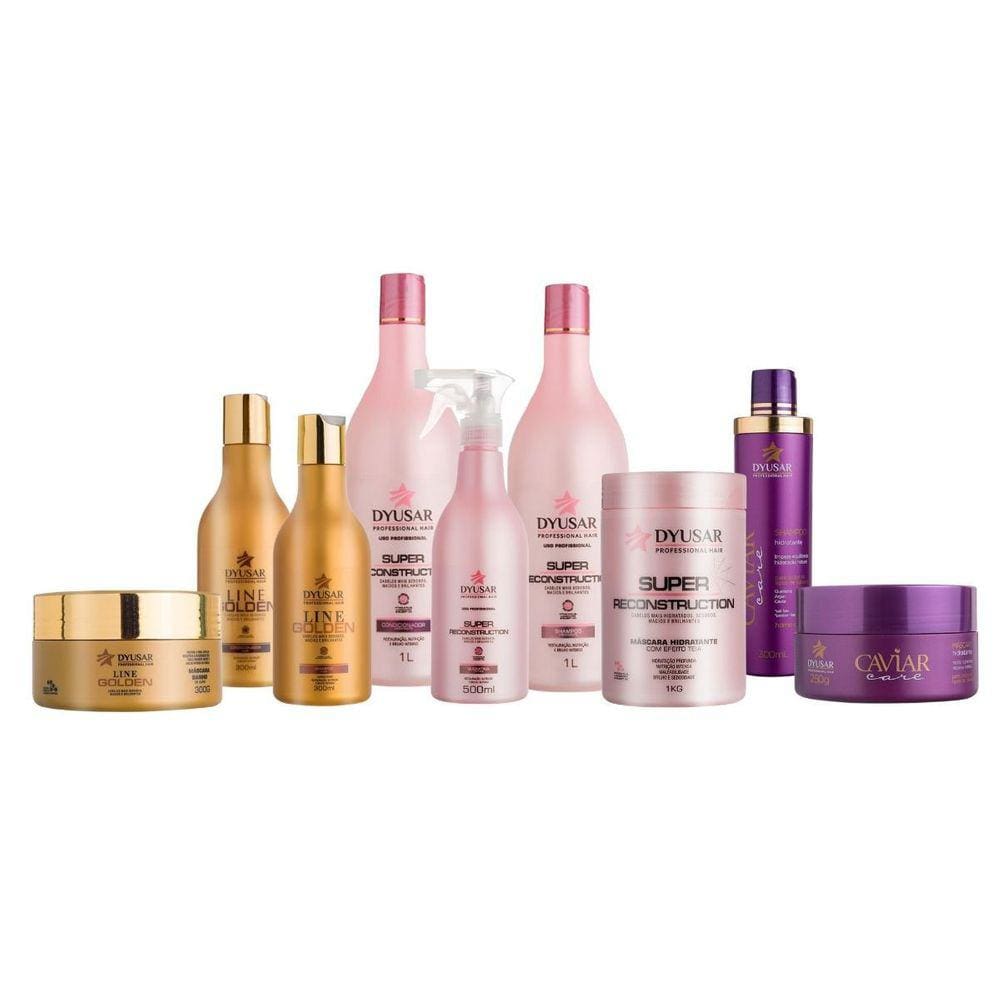 Kit Reconstrução Capilar Super + Line Golden 9 Peças