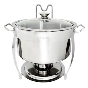Rechaud Dourado Redondo Banho Maria Inox Brinovar 8 Litros