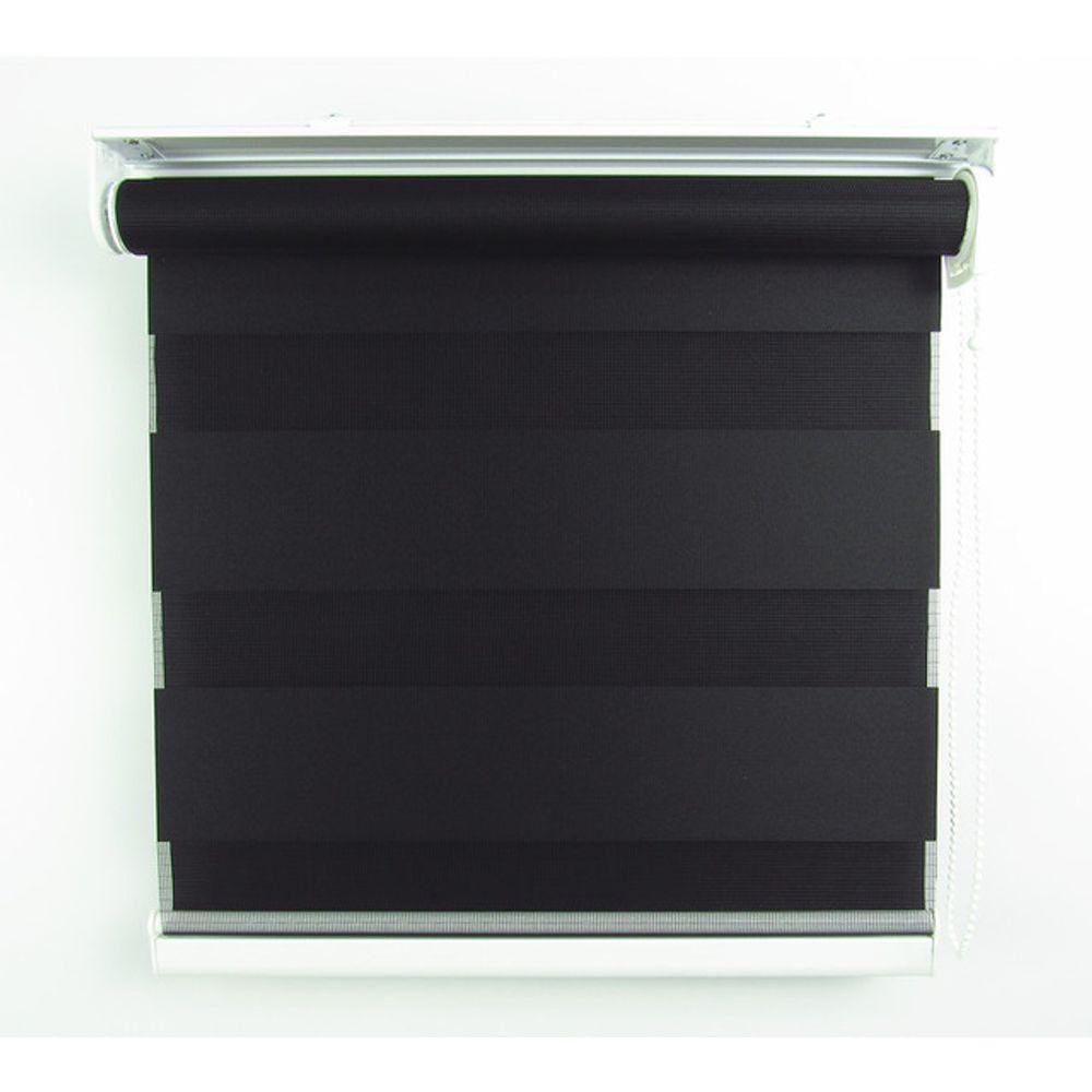 Cortina Rolô Double Vision Com Barra Niveladora Crisdan 1,50 Largura X 1,50 Altura Preto