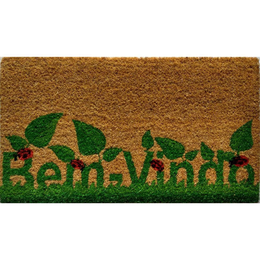 Capacho porta De Coco Retangular Vizapi Natural 33X60Cm Garden Bem_Vindo