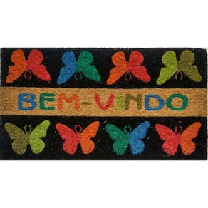 Capacho porta De Coco Retangular Vizapi Natural 33X60Cm Spring Bem_Vindo