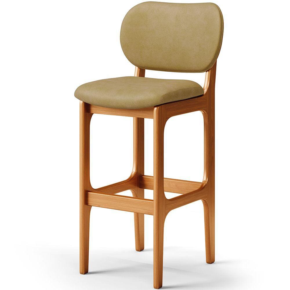 Banqueta Alta Bar Cozinha Sala Jantar Fixa Betta L02 Imbuia Couríssimo Casco F - Lyam Decor
