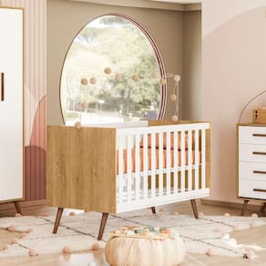 Berço Americano Qencanto Retrô 3820 Qmovi Freijó Branco Acetinado