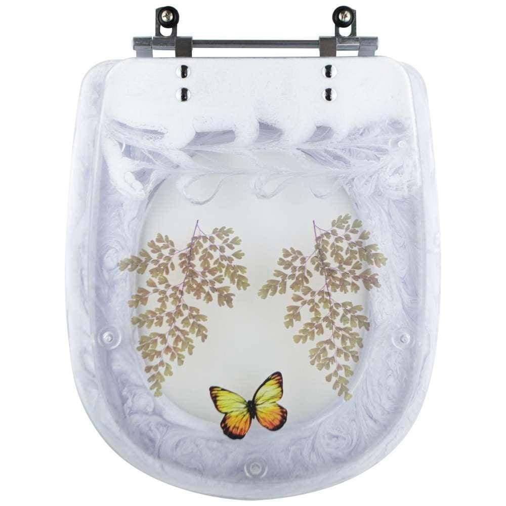 Tampa De Vaso Acrílico Paris Branco Decorado Borboleta Para Vaso Ideal Standard