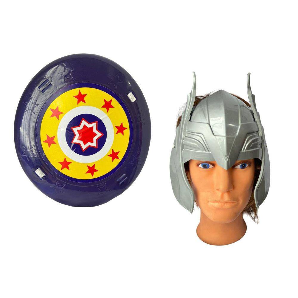 Kit Defensor Medieval Com Escudo E Máscara Prata Brinquedo