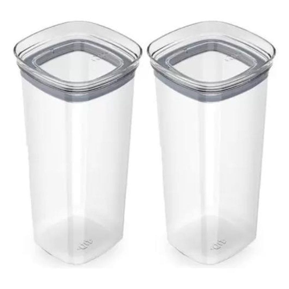 2 Potes Herméticos Organizador Empilhável Retangular 1,,5L