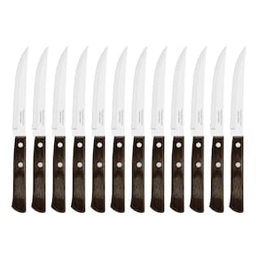 Kit 12 Facas de Churrasco Tramontina Polywood Inox Cabo Castanho