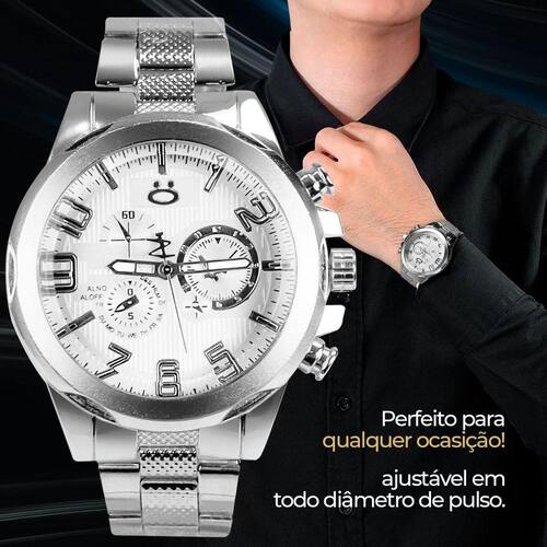 Relogio masculino aço inox + cordão pingente | Casas Bahia