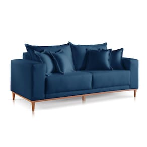 Sofá 2 Lugares Fixo Living Mirage Veludo Azul 1,8m
