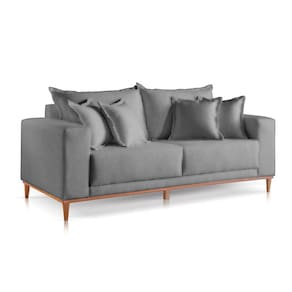 Sofá 2 Lugares Fixo Living Mirage Veludo Cinza Medio 1,8m