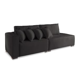 Sofá 2 3 4 Lugares Modulado Almofada Solta Molas Istambul BD Veludo Preto 1,9m
