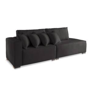 Sofá 2 3 4 Lugares Modulado Almofada Solta Molas Istambul BD Suede Preto 2,5m