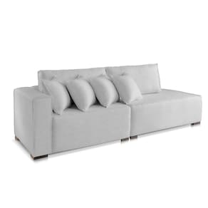 Sofá 2 3 4 Lugares Modulado Almofada Solta Molas Istambul BD Suede Cinza Claro 2,1m