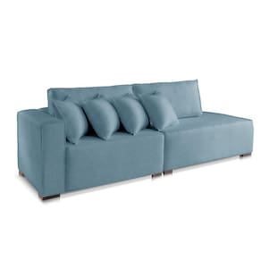 Sofá 2 3 4 Lugares Modulado Almofada Solta Molas Istambul BD Linho Azul 1,9m
