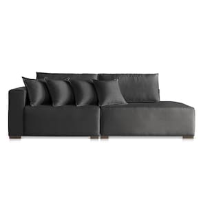 Sofá 2 3 4 Lugares Modulado Almofada Solta Molas Istambul BD Linho Preto 1,9m