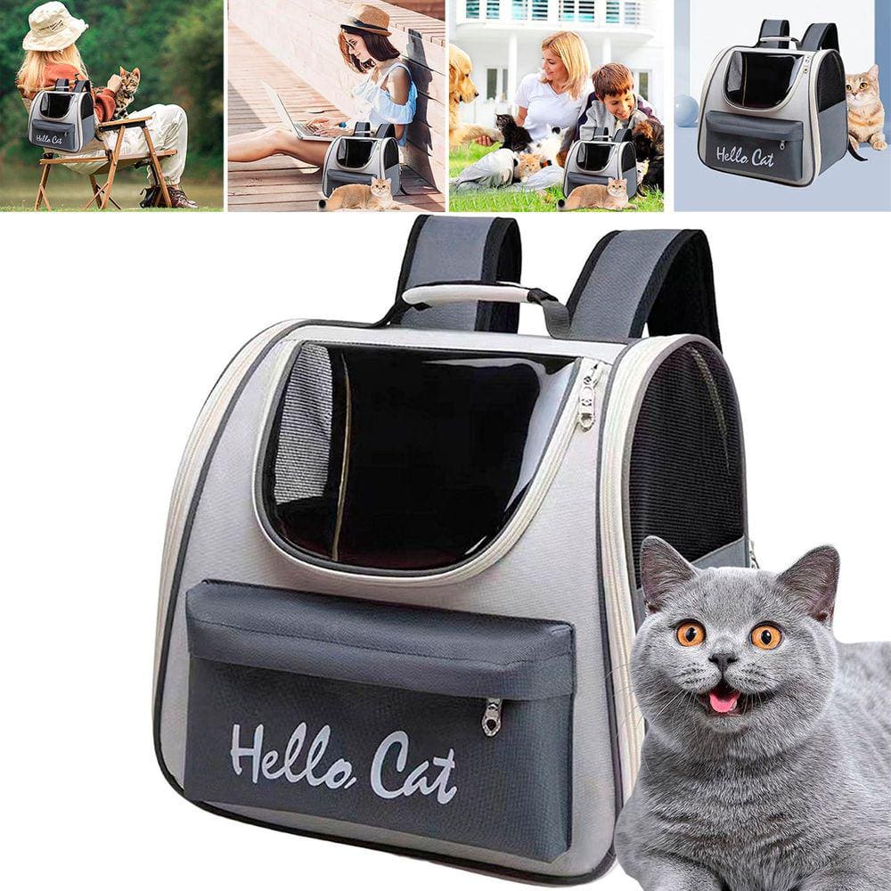 Bolsa Mochila Transporte Gato Pet Passeio Viagem Caminhada Acampamento Bolsos Ventilaçao Animais Pequenos Medio Porte Alça Ombro