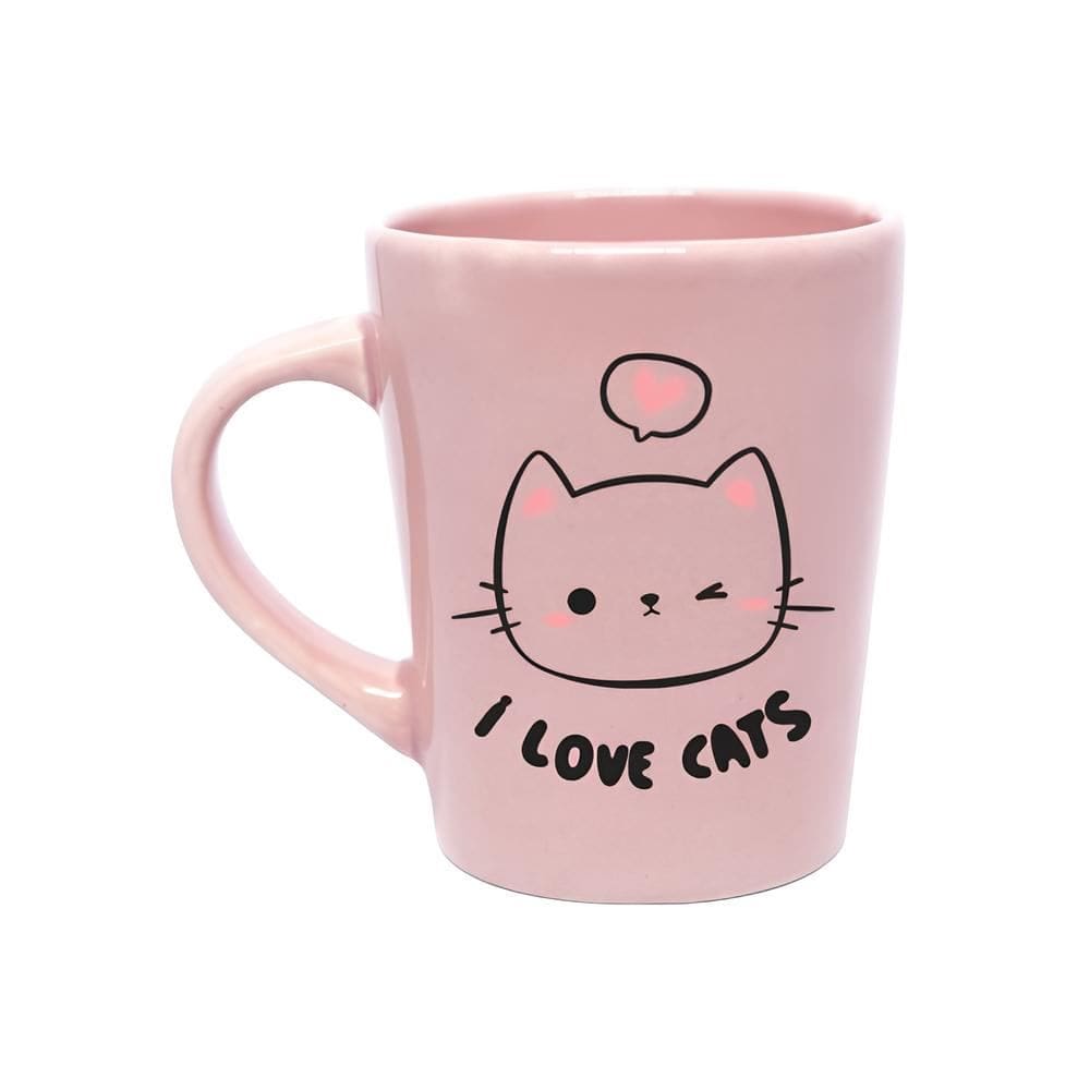Caneca de Porcelana 270ml I Love Cats Rosa