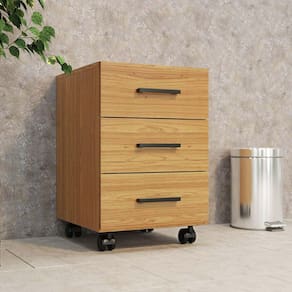 Gaveteiro 3 Gavetas para Escritório Office com Rodizio 39 Cm 100% MDF Freijó Pradel