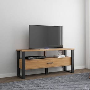 Rack para TV até 55" Industrial 140 Cm 100% MDF Freijó Preto Fosco Pradel