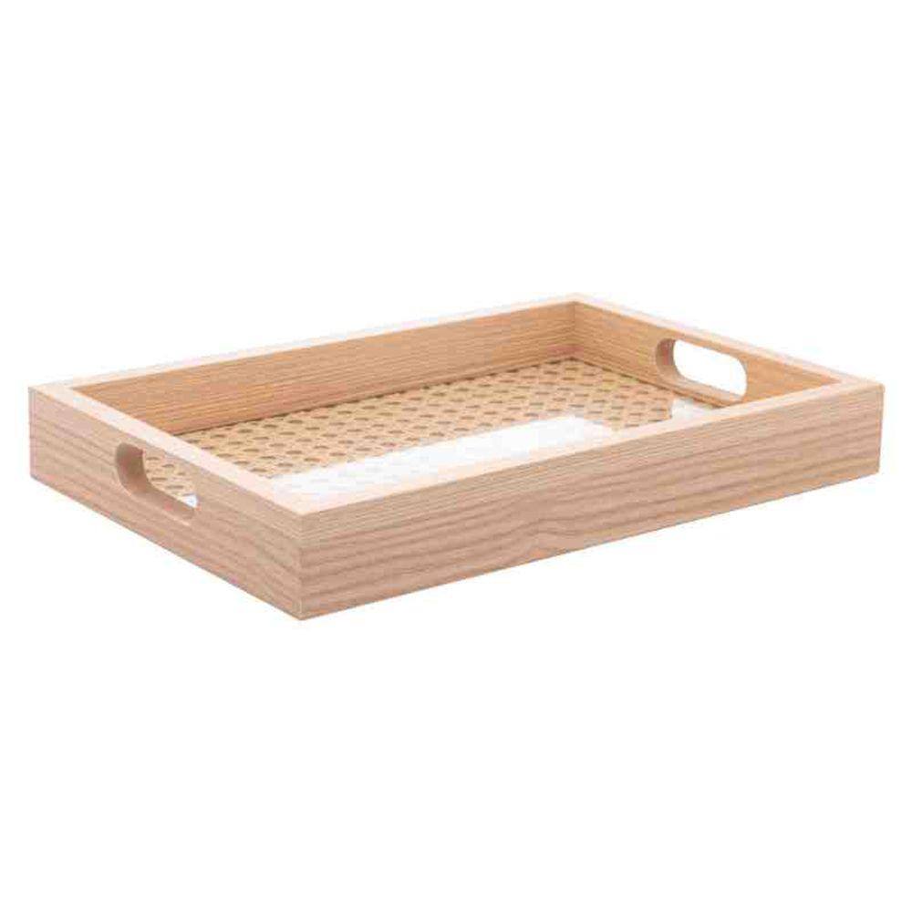 Bandeja Retangular MDF c/ Fundo Treliça 35x4x25 cm Lyor