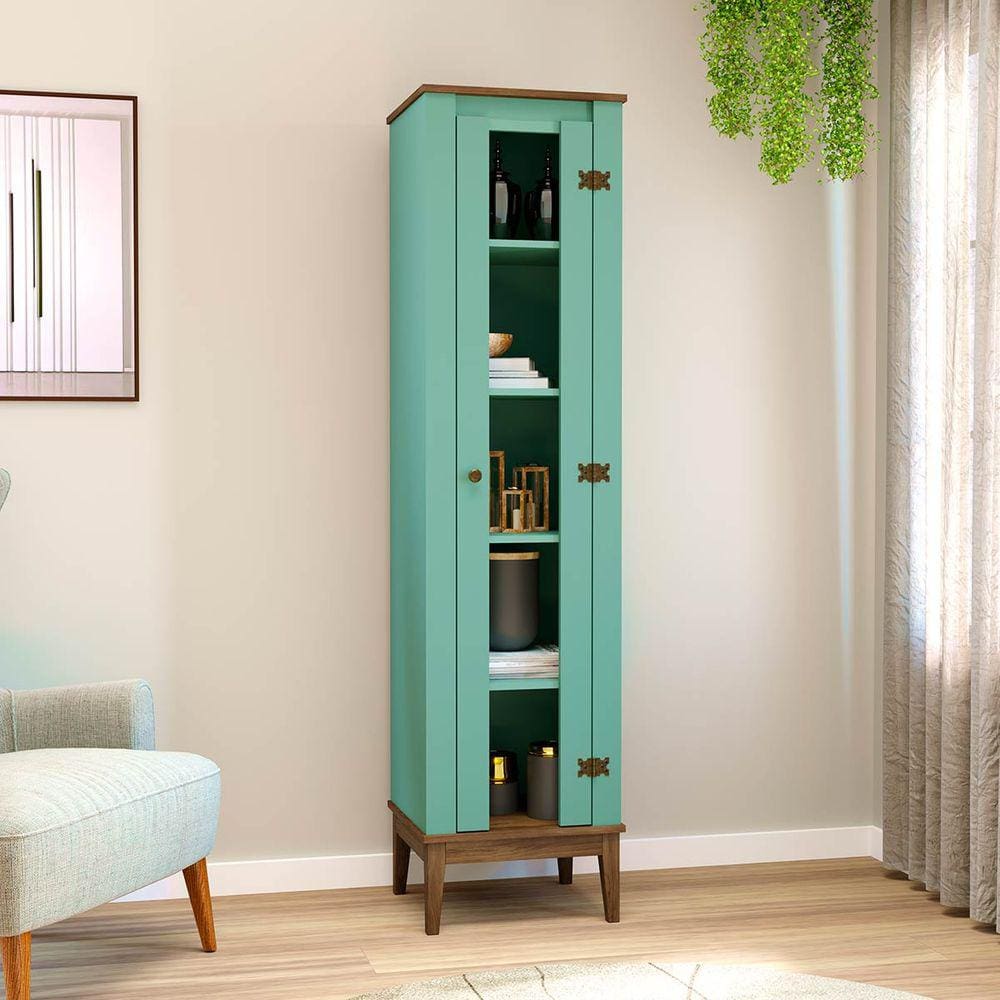 Cristaleira Porta de Vidro 45 Cm Colonial Freijó Olivia Móvel Bento