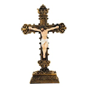 Jesus Cristo Imagem Cruz Crucifixo De Mesa Pequeno 22.5cm