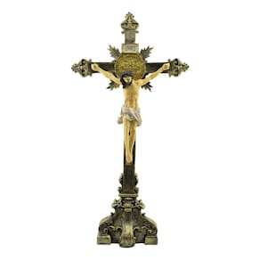Crucifixo De Mesa Grande Escultura Jesus Na Cruz - 55cm