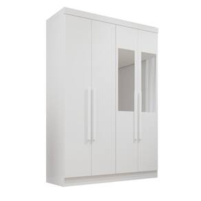 Guarda Roupa 4 Portas 2 Gavetas MDP com Espelho Branco